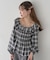 チェックシャーリングブラウス