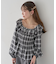 チェックシャーリングブラウス