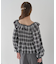 チェックシャーリングブラウス