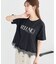 裾レースロゴプリントTシャツ