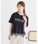 裾レースロゴプリントTシャツ