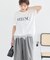 裾レースロゴプリントTシャツ