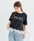 裾レースロゴプリントTシャツ