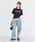 裾レースロゴプリントTシャツ