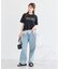 裾レースロゴプリントTシャツ