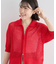 襟付きメッシュ編みZIPカーディガン