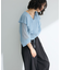 チェックシアーフリルブラウス