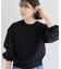 袖光沢ドッキングニットプルオーバー