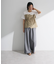 麻調ウエストギャザーフレアワイドパンツ