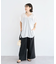 麻調ウエストギャザーフレアワイドパンツ
