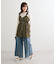 タックワイドデニムパンツ