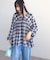 【しゃれシャツ】イージーケアVネックチェックブラウス