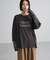 袖レースドッキング長袖ロゴTシャツ