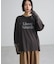 袖レースドッキング長袖ロゴTシャツ