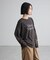 袖レースドッキング長袖ロゴTシャツ