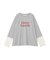 袖レースドッキング長袖ロゴTシャツ