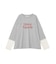 袖レースドッキング長袖ロゴTシャツ