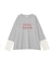 袖レースドッキング長袖ロゴTシャツ