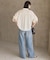 接触冷感ギャザーリボンスリーブ半袖シャツ