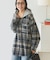 フード付きシャギーチェックシャツ