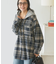 フード付きシャギーチェックシャツ