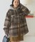 フード付きシャギーチェックシャツ
