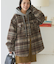 フード付きシャギーチェックシャツ