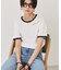 ランダムロゴ刺繍リンガーTシャツ