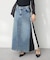 デニム切替異素材スカート