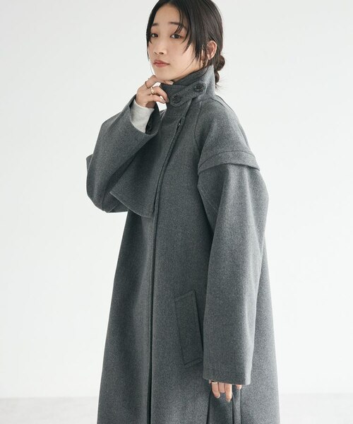 ほぼ新品　極美品　ハイストリート ダークパープルスタンドカラーコート ウールビーバー スタンドカラーコート｜コート｜ニコル公式通販