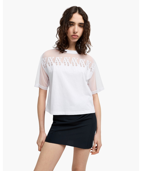 A|X アルマーニ エクスチェンジ】AXロゴ メッシュクロップドT