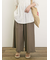 【M/Lサイズ】綿麻裾フリルパンツ