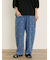 【S/M/Lサイズ】刺繍デニム/ヒッコリーカーブパンツ