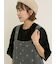 刺繍デニム/ヒッコリーサロペットパンツ