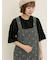 刺繍デニム/ヒッコリーサロペットパンツ