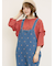 [接触冷感]袖フリルロゴ刺繍Tシャツ