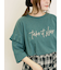 [接触冷感]袖フリルロゴ刺繍Tシャツ