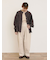 ハンドステッチ風花柄シャーリングブラウス
