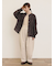 ハンドステッチ風花柄シャーリングブラウス