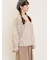 ハンドステッチ風花柄シャーリングブラウス