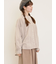 ハンドステッチ風花柄シャーリングブラウス