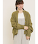 ハンドステッチ風花柄シャーリングブラウス