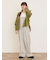 ハンドステッチ風花柄シャーリングブラウス