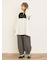 花柄ニット+布帛切替チュニック