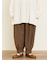 ストライプツイル裾タックパンツ
