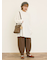 ストライプツイル裾タックパンツ