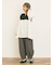 ストライプツイル裾タックパンツ