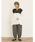 ストライプツイル裾タックパンツ