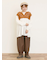 ストライプツイル裾タックパンツ