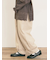 ストライプツイル裾タックパンツ